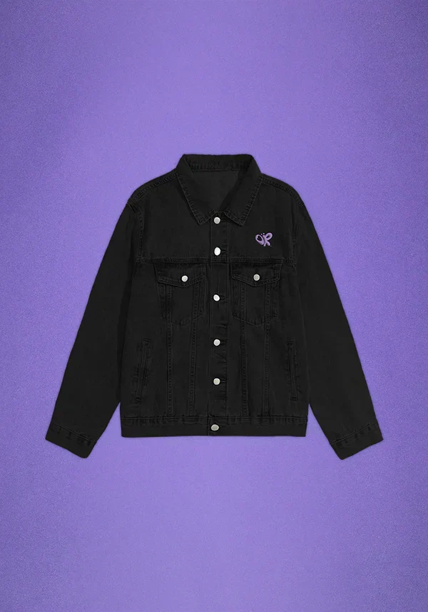 spill ur guts black denim jacket