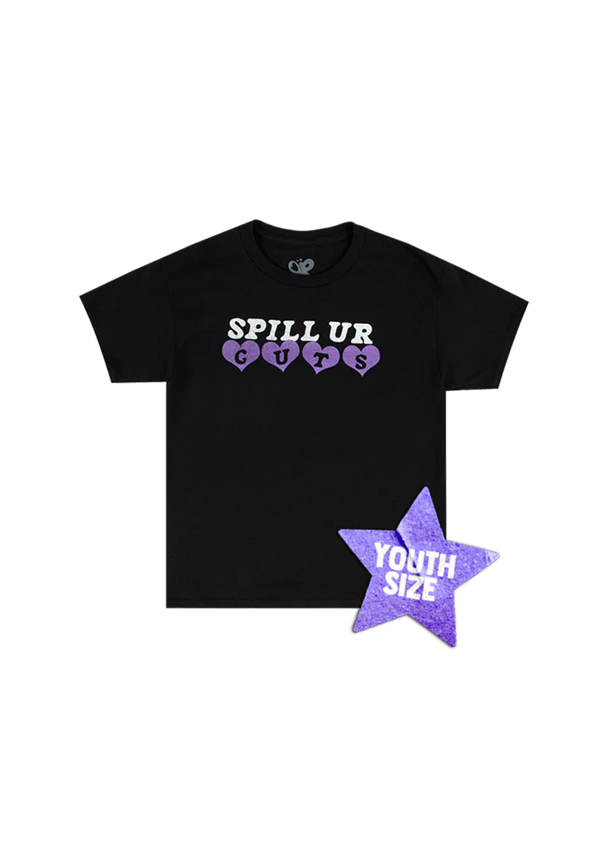 youth spill ur GUTS t-shirt in black