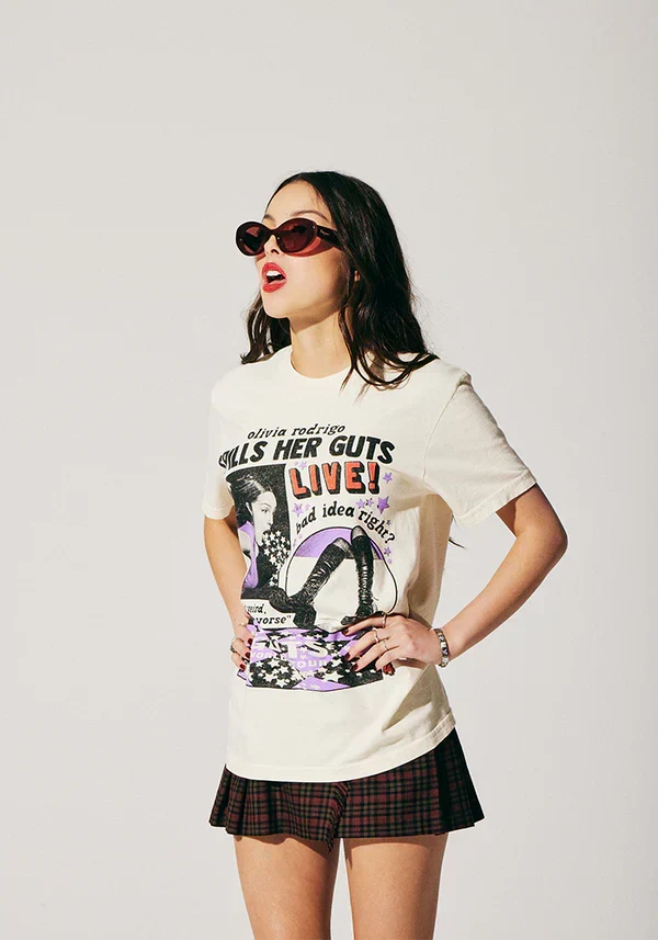OR spills her GUTS live t-shirt in ivory
